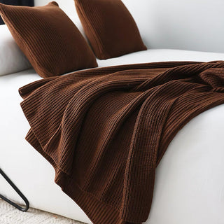 Warm Ribbed Knit Throw Blanket