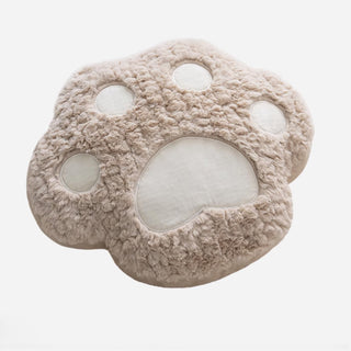 Comforting Dog Paw Print Pillow in Neutral Tones Soft and Playful Design