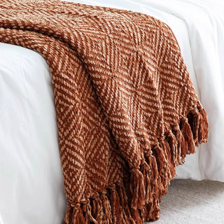 Cozy Chenille Diamond Texture Throw Blanket