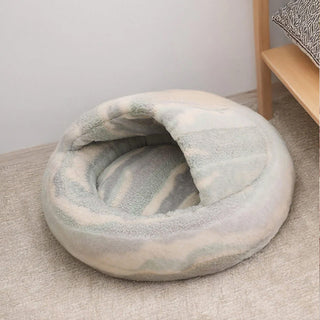 Luxury Marble Striped Cozy Semi-Enclosed Cave Dog & Cat Bed