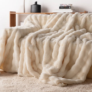 Plush Faux Rabbit Fur Sofa Cover