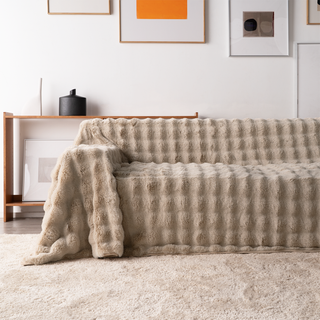 Plush Faux Rabbit Fur Sofa Cover