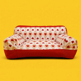 Retro Red Heart Poker Dog & Cat Sofa Fully Support Dog Sofa Bed