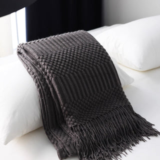 Textured Fringe Throw Blanket