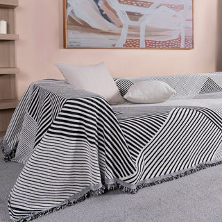 Black Geometric Reversible Comfort Sofa / Couch Cover -Final Sale