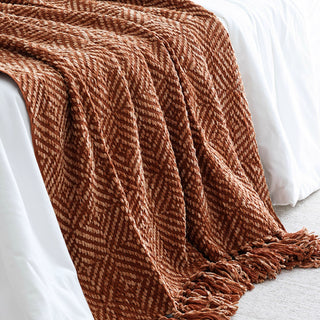 Cozy Chenille Diamond Texture Throw Blanket