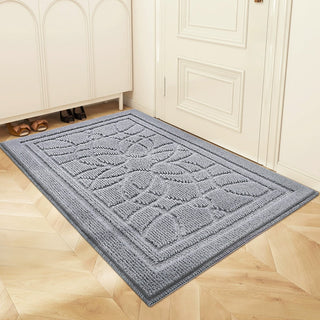 Easy Clean Rug Modern Embossed Floral Durable Non-Slip Pet-Friendly Indoor Area Outdoor Doormat