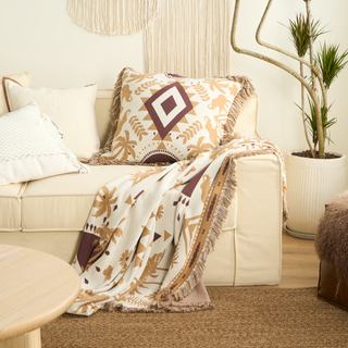 Aztec Boho Throw Blanket and Cushion Cover Set