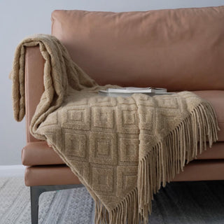 Boho Diamond Fringed Throw Blanket