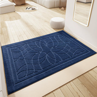 Easy Clean Rug Modern Embossed Floral Durable Non-Slip Pet-Friendly Indoor Area Outdoor Doormat