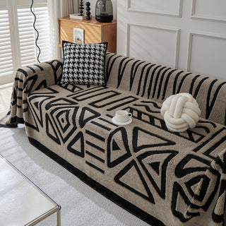 Geometric Pattern Plush Sofa Cover