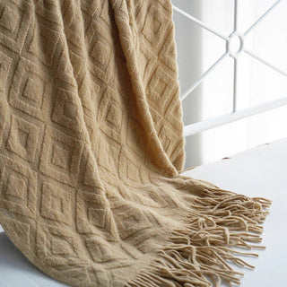 Boho Diamond Fringed Throw Blanket