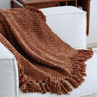 Cozy Chenille Diamond Texture Throw Blanket