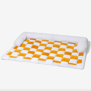 Cream Square Plaid Cozy Dog Mat Furniture Protector Cover