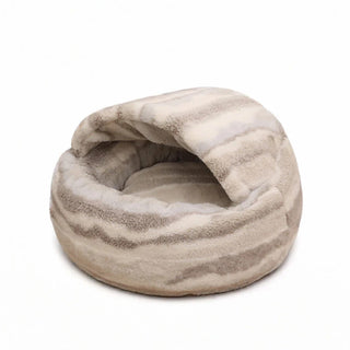 Luxury Marble Striped Cozy Semi-Enclosed Cave Dog & Cat Bed