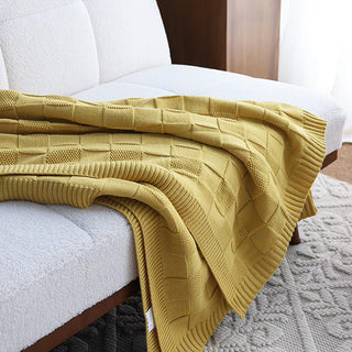 Textured Grid Knit Throw Blanket