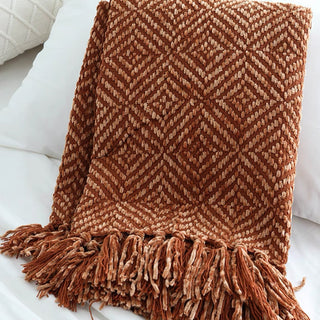 Cozy Chenille Diamond Texture Throw Blanket