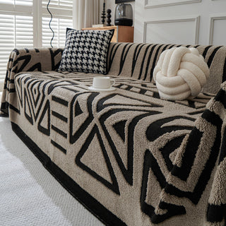 Geometric Pattern Plush Sofa Cover