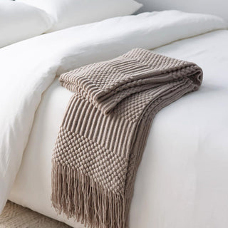 Textured Fringe Throw Blanket